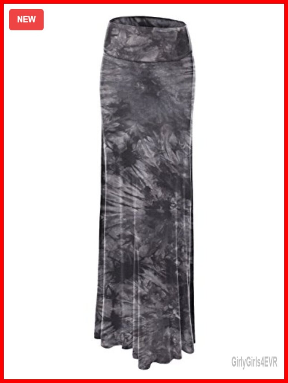 High Waist Fold Over Flowy Long Maxi Skirt Stretch Jersey